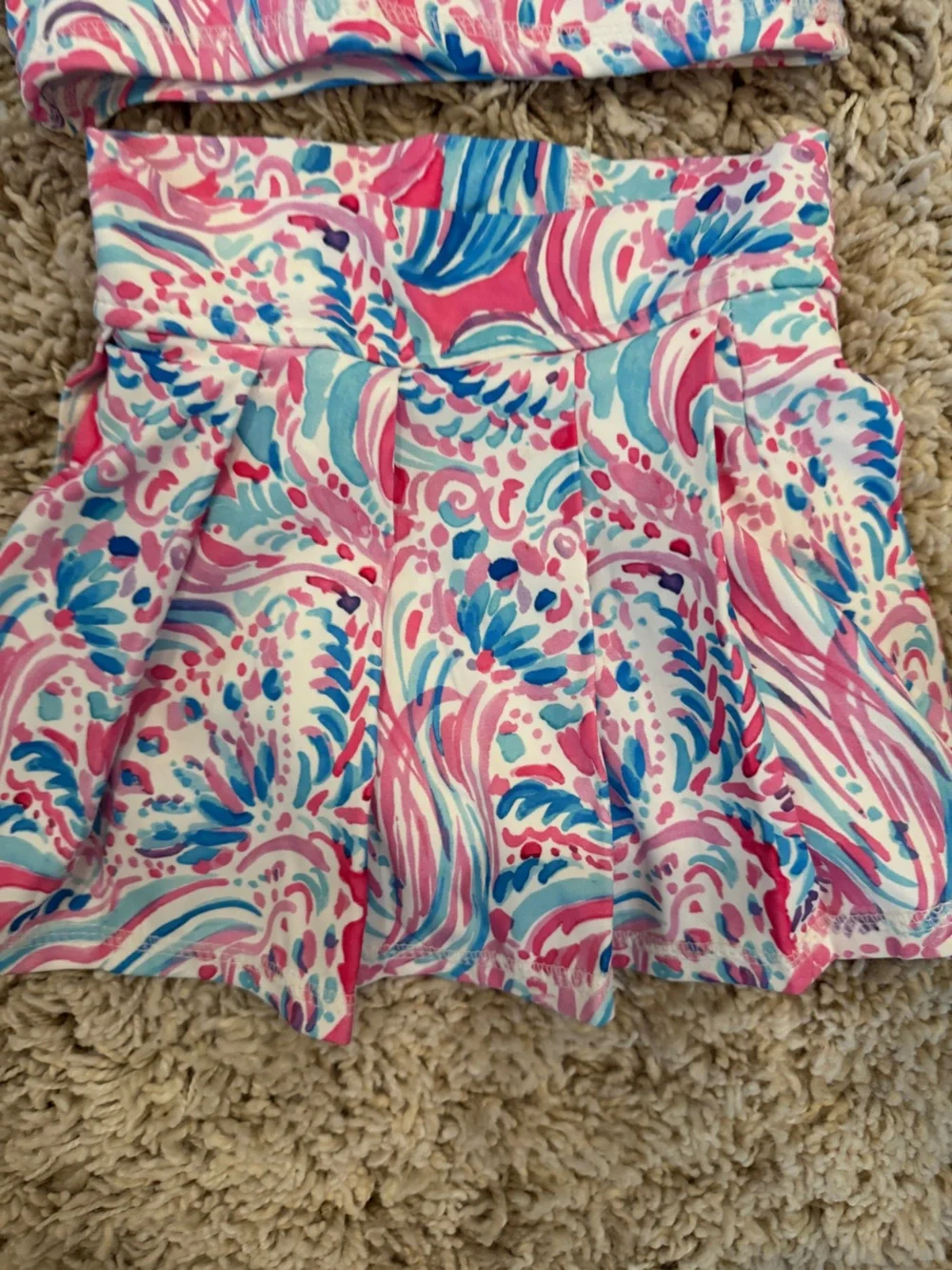 Girls' Pink & Blue Swirl Matching Set - Sleeveless Top & Skort